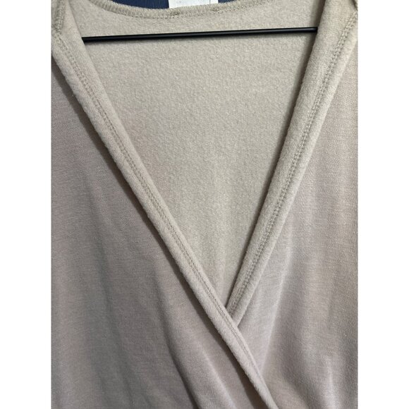 BKE Womens Small Hooded Wrap Sweater Top With Drawstring Hem Beige Cotton & Poly - Picture 3 of 4